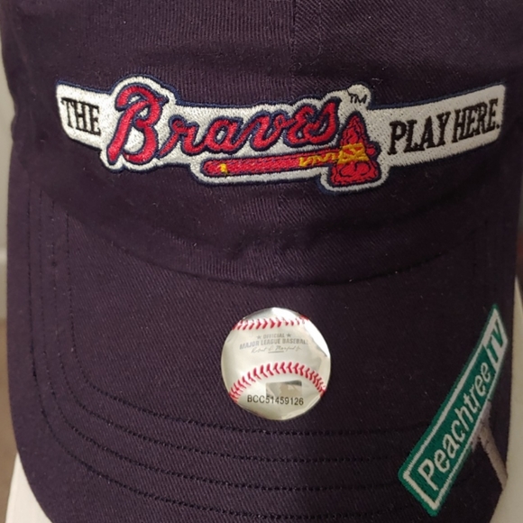 Atlanta Braves "The Braves Play Here" Team Color Logo embroidered Adjustable Hat - Picture 3 of 5